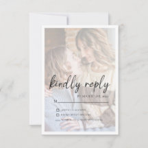 Elegante Faux-Vellum-Effekt-Foto-Hochzeits-RSVP-Ka