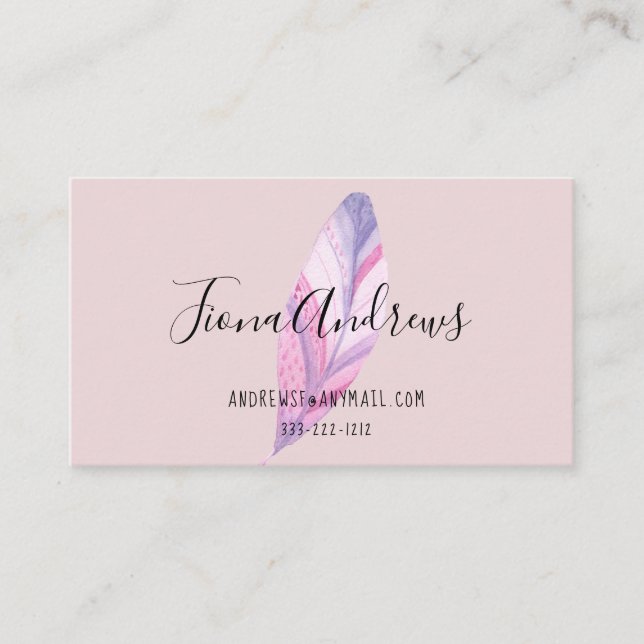 Elegante Feather Business Card Visitenkarte (Vorderseite)