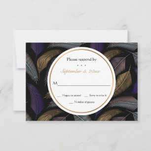 Elegante Feathers RSVP Cards Karte