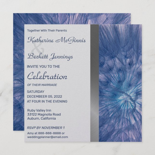 Elegante Feathers Wedding Einladung (Vorne/Hinten)