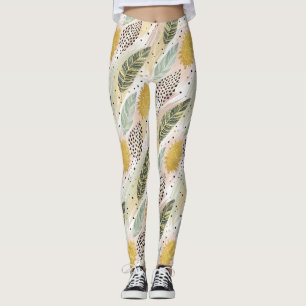 Elegante Feder & Abstrakter Pinselstrich Nahtlos Leggings