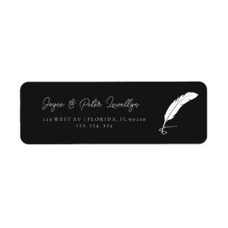 Elegante Feder-Rücksende-Adressetiketten Schwarz