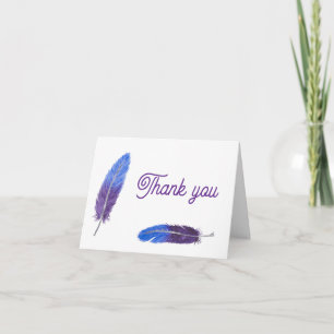 Elegante Feder Wasserfarbe Künstlerische Dankeskar Dankeskarte
