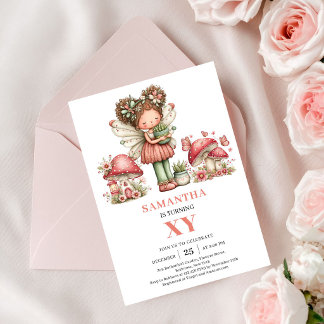 Elegante Fee 3. Geburtstag Pastell Rosa Einladung