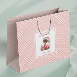 Elegante Feen-Mädchen-Rosafarben-Blumen-Geburtstag Große Geschenktüte
