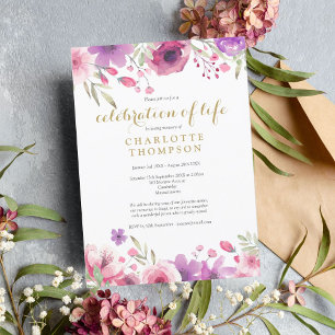 Elegante Feier des Lebens Florale Beerdigung Einladung