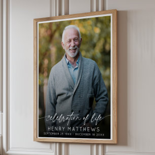 Elegante Feier des Lebens Skript Foto Beerdigung Poster