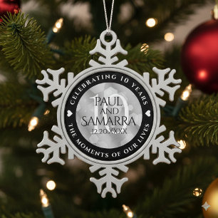 Elegante Feier zum 10. Geburtstag von Zinn Schneeflocken Zinn-Ornament