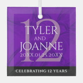 Elegante Feier zum 12. Geburtstag der Seidenhochze Ornament Aus Glas