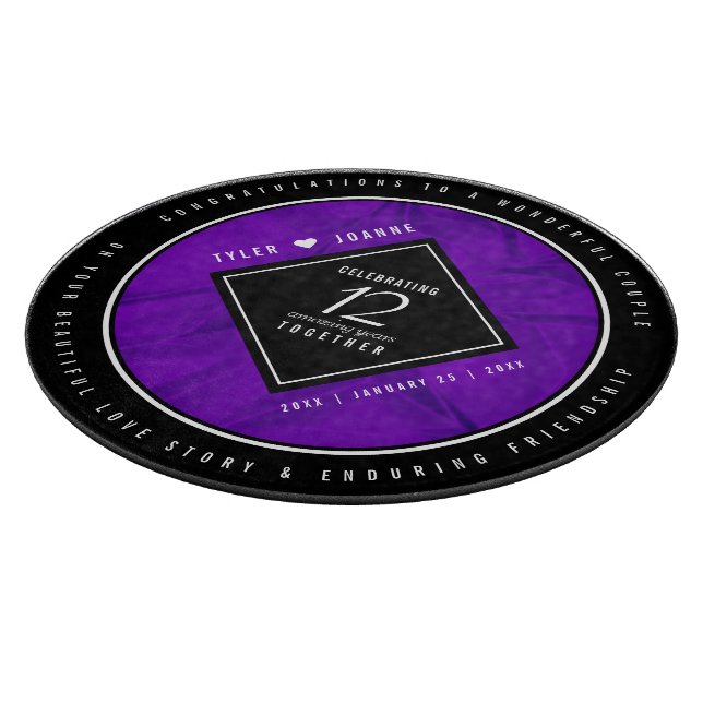 Elegante Feier zum 12. Geburtstag der Seidenhochze Schneidebrett (Ecke)