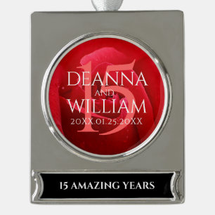 Elegante Feier zum 15. Rose Banner-Ornament Silber