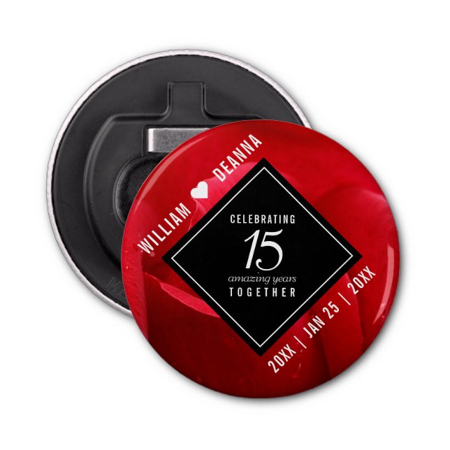 Elegante Feier zum 15. Rose Flaschenöffner (Vorderseite)