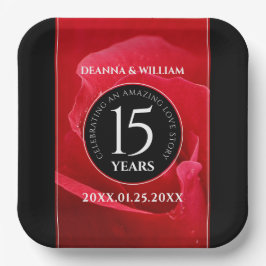 Elegante Feier zum 15. Rose Pappteller