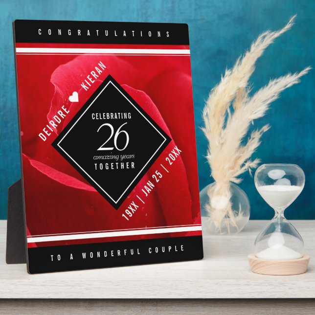 Elegante Feier zum 26. Rose Fotoplatte (Seite)