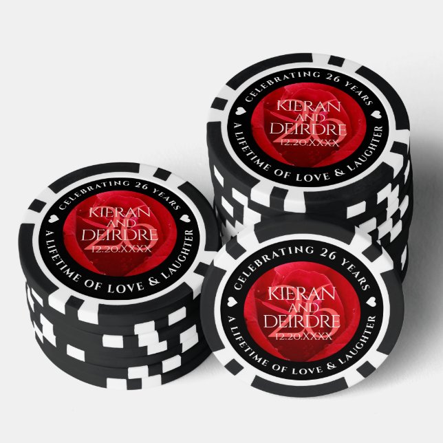 Elegante Feier zum 26. Rose Pokerchips (Stapel)