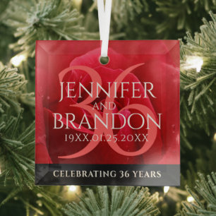 Elegante Feier zum 36. Rose Ornament Aus Glas