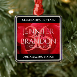 Elegante Feier zum 36. Rose Ornament Aus Metall