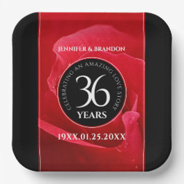 Elegante Feier zum 36. Rose Pappteller