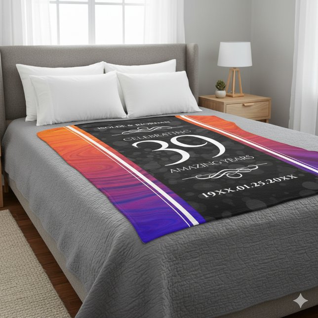 Elegante Feier zum 39. Geburtstag der Hochzeit Fleecedecke (39th Agate Wedding Anniversary Fleece Blanket Cover Photo)