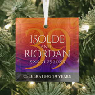 Elegante Feier zum 39. Geburtstag der Hochzeit Ornament Aus Glas