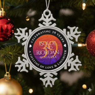 Elegante Feier zum 39. Geburtstag der Hochzeit Schneeflocken Zinn-Ornament