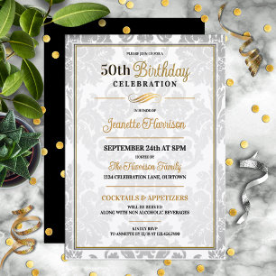 Elegante Feier zum 50. Geburtstag Einladung