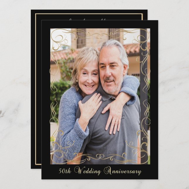 Elegante Feier zum 50. Jahrestag Einladung (Vorne/Hinten)
