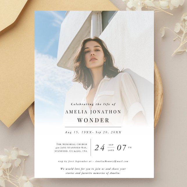 Elegante Feier zum Foto der Beerdigung Einladung (Von Creator hochgeladen)