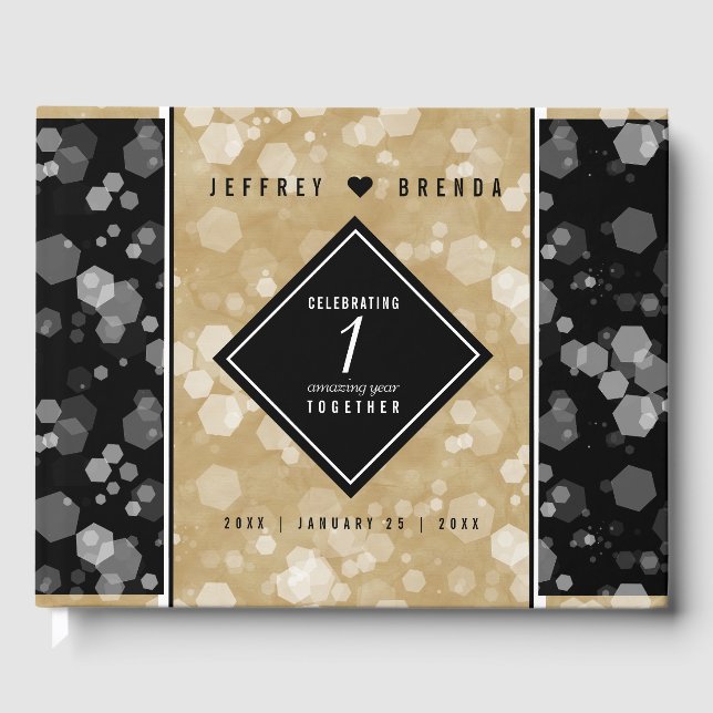 Elegante Feier zum Hochzeitstag Gästebuch (Vorderseite)