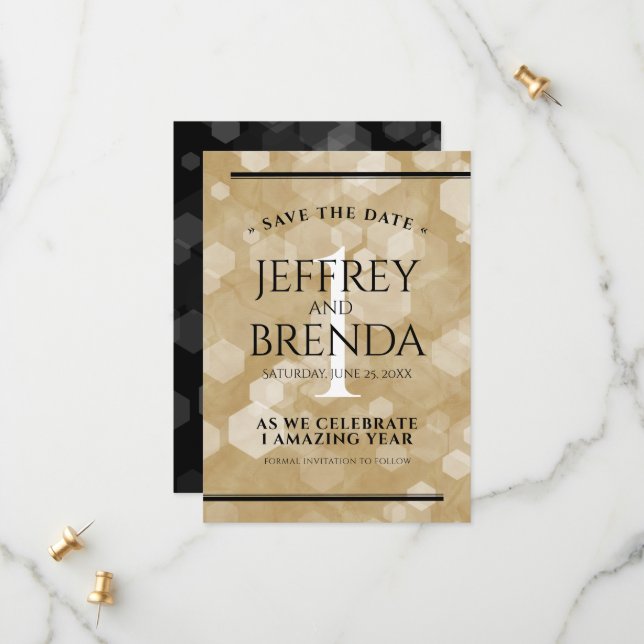 Elegante Feier zum Hochzeitstag Save The Date (Vorderseite/Rückseite Beispiel)