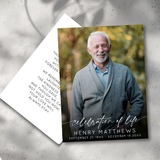 Elegante Feier zur Beerdigung von Life Script Foto Dankeskarte