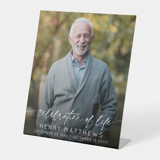 Elegante Feier zur Beerdigung von Life Script Foto Sockelschild (Vorderseite)