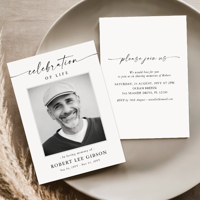 Elegante Feierlichkeiten zum Foto Beerdigung Einladung (Von Creator hochgeladen)