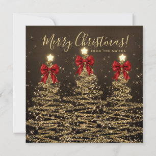 Elegante Feiertags-Gold-Rot-Weihnachtsbäume-Gruß Feiertagskarte