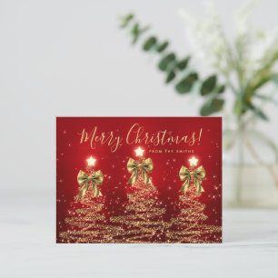 Elegante Feiertags-Gold-Rot-Weihnachtsbäume mit Sc Postkarte