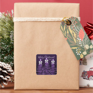 Elegante Feiertags-Lila-Weihnachtsbäume Schleifen  Quadratischer Aufkleber