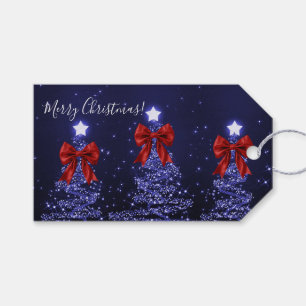 Elegante Feiertags-Navy-Blau-Weihnachtsbäume Rot Geschenkanhänger