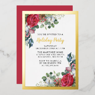 Elegante Feiertags-Party Goldfolien-Einladung Folieneinladung