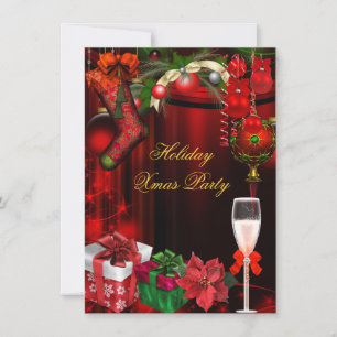 Elegante Feiertags-Party Grün Gold Champagner Einladung
