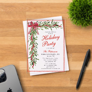 Elegante Feiertags-Party Mistelzweig Rote Schleife Acryleinladungen