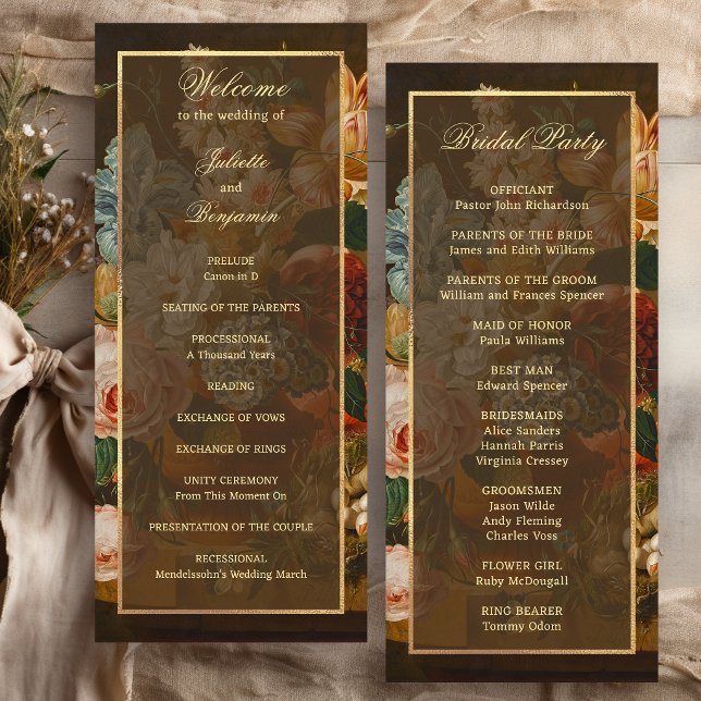 Elegante feine Kunst Blumen Stilleben Hochzeit Programm (Von Creator hochgeladen)
