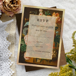Elegante feine Kunst Blumen Stilleben Hochzeit RSVP Karte