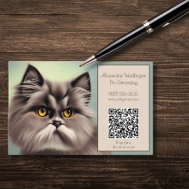 Elegante Feline mit QR-Code Visitenkarte