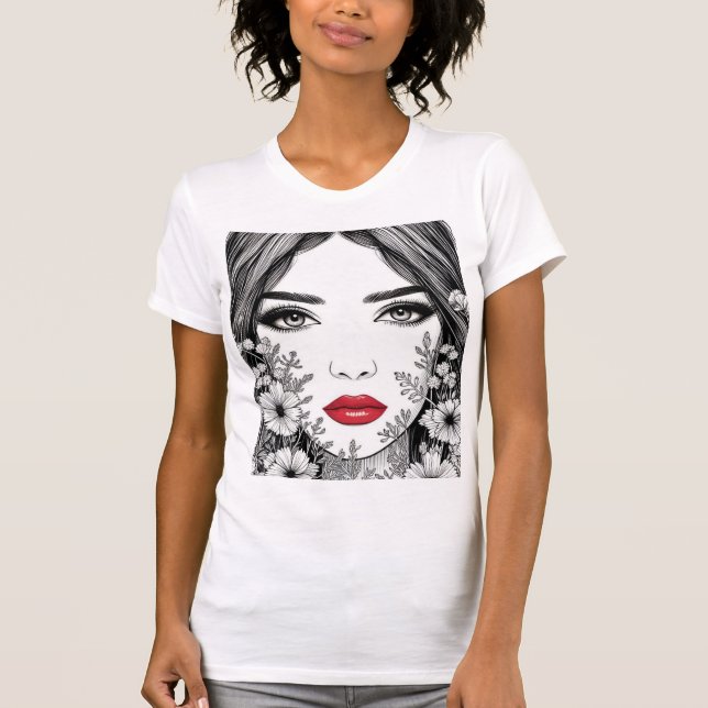 Elegante Female Line Kunst, Dichtung und Musik T-Shirt (Vorderseite)