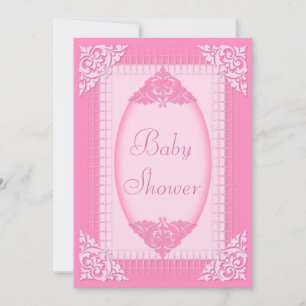 Elegante, feminin rosa Babyparty Einladung