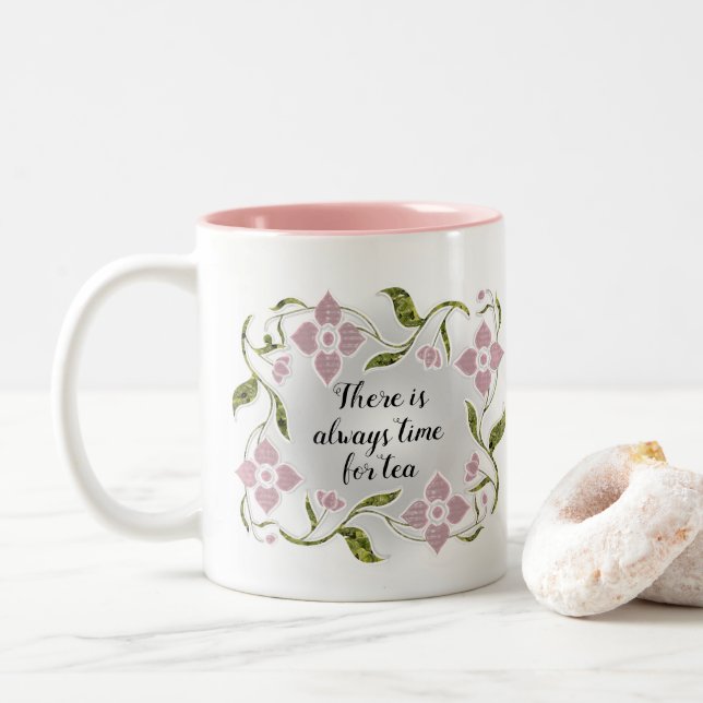 Elegante Feminine Teatro Sociale Bellinzona Blume  Zweifarbige Tasse (Mit Donut)