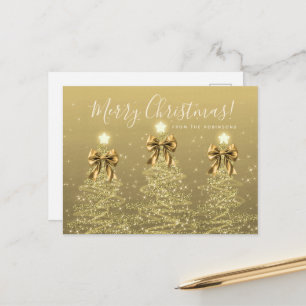 Elegante Ferien Goldene Weihnachtsbäume mit Schlei Postkarte