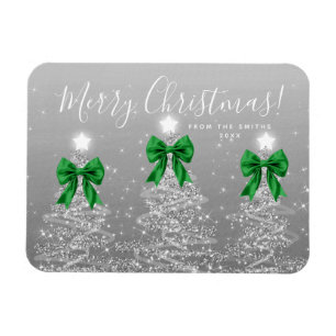 Elegante Ferien-Silber-Weihnachtsbäume grün Magnet