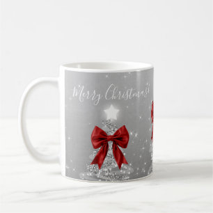 Elegante Ferien-Silber-Weihnachtsbäume rote Schlei Kaffeetasse
