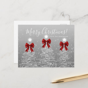 Elegante Ferien-Silber-Weihnachtsbäume rote Schlei Postkarte